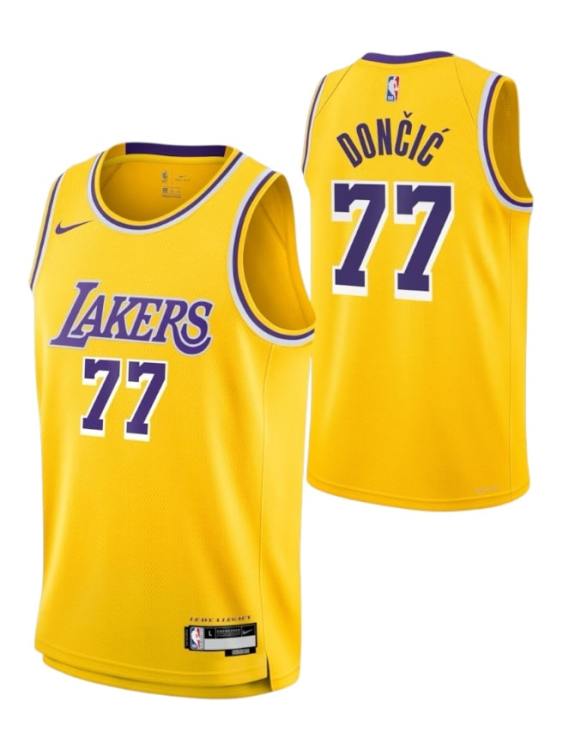 Camiseta Los Angeles Lakers Doncic 77 Amarilla NBA Nike (ID: 5670)