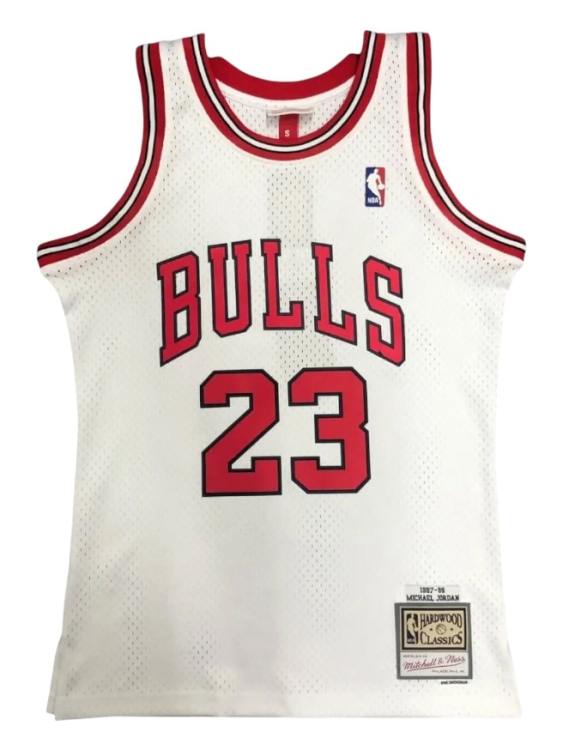 Camiseta Chicago Bulls Michael Jordan 23 Blanca NBA Mitchell & Ness (ID: 6687)
