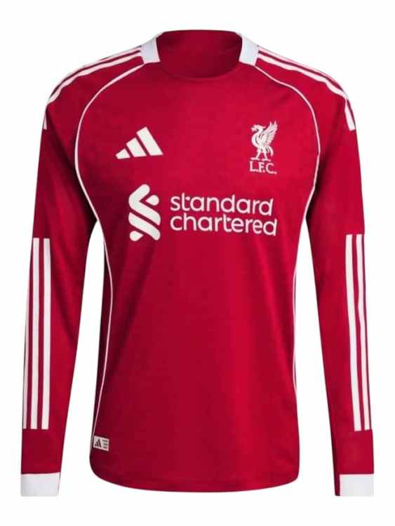 Camiseta Liverpool Titular 2025/26 Adidas Versión Partido Manga Larga (ID: 6093)