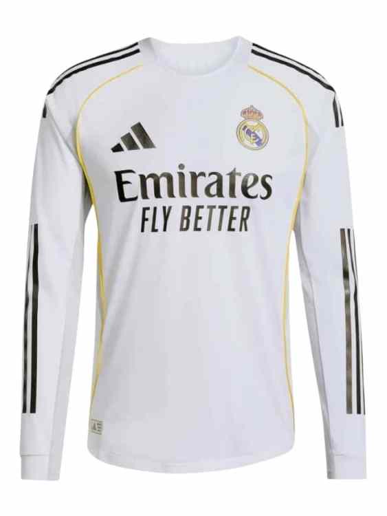 Camiseta Real Madrid Titular 2025/26 Adidas Versión Partido Manga Larga (ID: 6130)