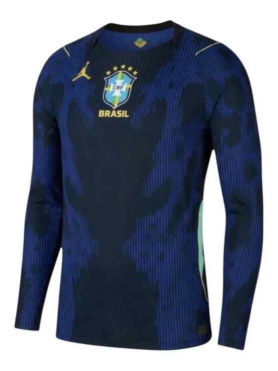 Camiseta Brasil Visitante Manga Larga 2026/27 Jordan Versión Partido (ID: 9202)
